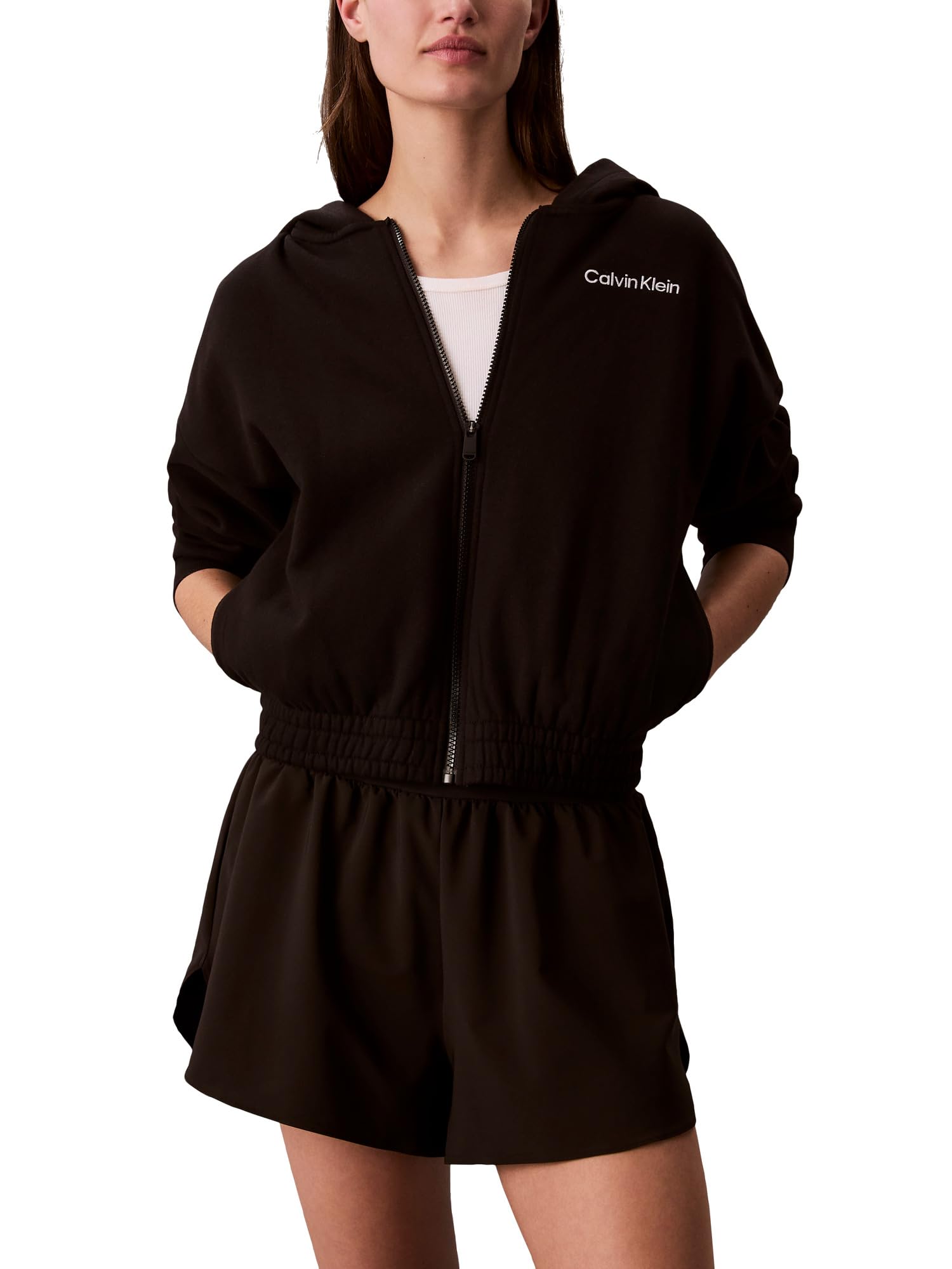 Calvin Klein Women’s Performance Brushed French Terry Zip Hoodie Black