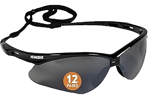 KleenGuard™ V30 Nemesis™ Safety Glasses (25688), with Mirror Coating, Smoke Lenses, Black Frame, Unisex Sunglasses for Men and Women (Qty 12)