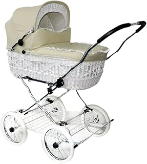 Gestell für Eichhorn SEN-WW-K045-RF-EVA Weidenkorbkinderwagen mit Lederriemengestell Korb Weide weiß, EVA-Rad, Stoff beige