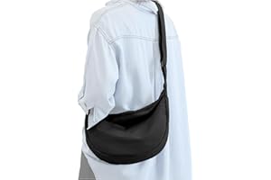 CTWWFS Medium Nylon Crossbody Crescent Bag for Women Men Fashionable Shoulder Bag with Adjustable Strap for Everyday Casual Travel