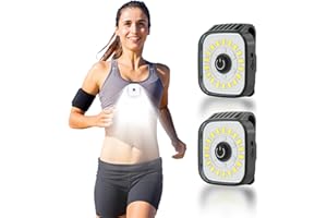 ABROML Running Lights for Runners, 2 Pack Mini Clip on Flashlight with 4 Modes, Rechargeable Safety LED Lights for Night Walking, Camping Light Gear for Hiking, Jogging, Dog Walking