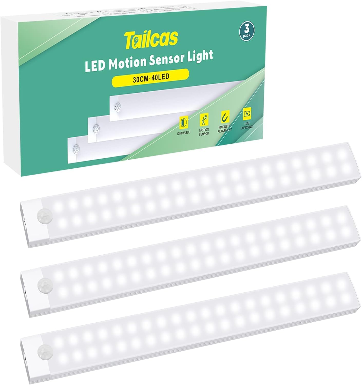 Indoor Motion Detector Light, Kitchen Sensor Cabinet Lighting, USB Rechargeable Night Light, Dimmable Cupboard Light, Children's Night Light for Stairs, Hallway