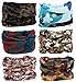 SmilerSmile 6pcs Assorted Seamless Outdoor Sport Bandanna Headwrap Scarf Wrap, 12 in 1 High Elastic Magic Headband & Collars Muffler Scarf Face Mask with UV Resistance, (Camo 1)