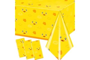 Dydamud 3pcs Yellow Duckie Table Cover, Waterproof & Easy to Clean, 70.8x42.5 inches, Duck-themed Tablecloth for Parties, Baby Showers, Gender Reveals
