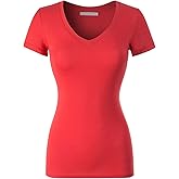 Design by Olivia Women's Basic Solid Multi Colors Fitted Short Sleeve T-Shirt [S-3XL]