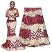pqdaysun Rhinestones Beading African Net Lace Fabric 5 Yards F50624 (Wine)