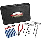TECH Permacure Emergency Tire Repair Kit with Rubber Plugs &amp; Tools Case | Roadside Storage Case Includes Gauge, Reamer, Installation Tools, And Repair Accessories