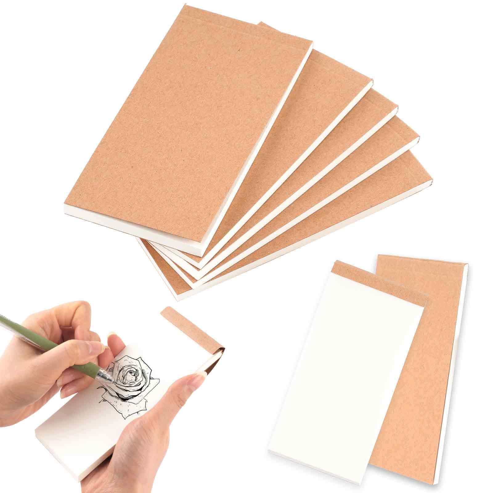Tikplus Flip Book Blank 6 Pack, 14 x 7 cm Small Drawing Paper, Hand Note Paper No Bleed, Sketchpad Sewn Binding, Kraft Sketching Flipbooks for Animation Tracing Creation, 100 Pages