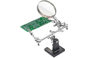 LXIANGN Helping Hand with Magnifier 2.5x Soldering Magnifying Glass Soldering Station Third Hand Soldering Tool with Dual Alligator Clips for Crafting, Hobby, Micro Objects