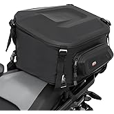 KEMIMOTO Motorcycle Hard Shell Tail Bag Rear Seat Bag, EVA Waterproof 23-35L Expandable Motorcycle Helmet Backpack Luggage Storage Bag, Black