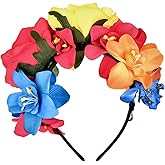 Accesyes Costume Mexican Flower Crown Day of Dead Headpiece Hawaiian BOHO Floral Headband Dia de Los Muertos Party Favor