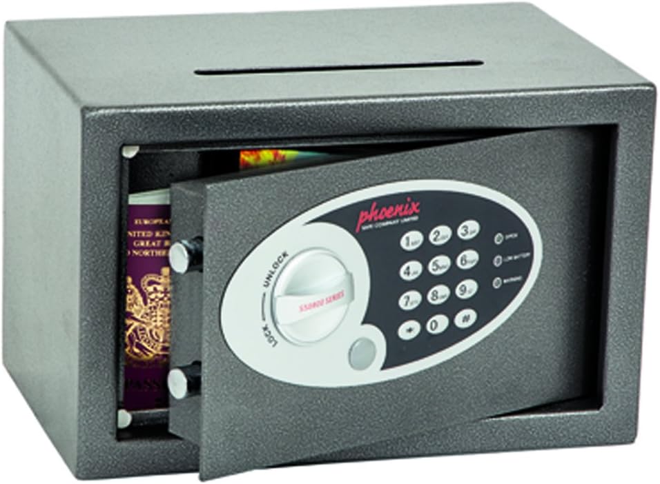 Phoenix Safe Company SS0801ED Size 1 Vela Deposit Home/Office Security Safe with Electronic Lock, Metallic Graphite, X-Small