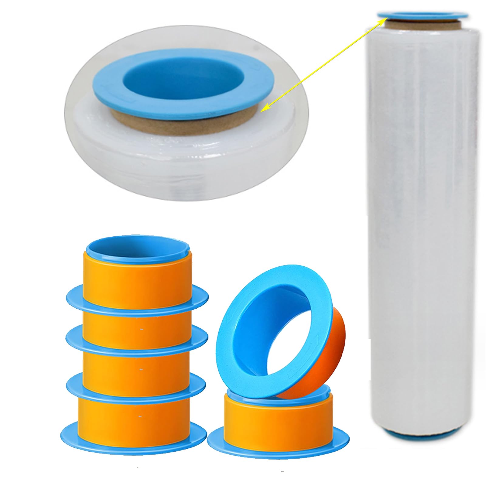 Photo 1 of 3 Pairs Plastic Stretch Film Hand Saver, Stretch Film Protective Handle Manual Film Puller Fit 3 Inch Wrap Film Core, Shrink Wrap Handle for Shipping, Packing,Pallet and Moving Supplies