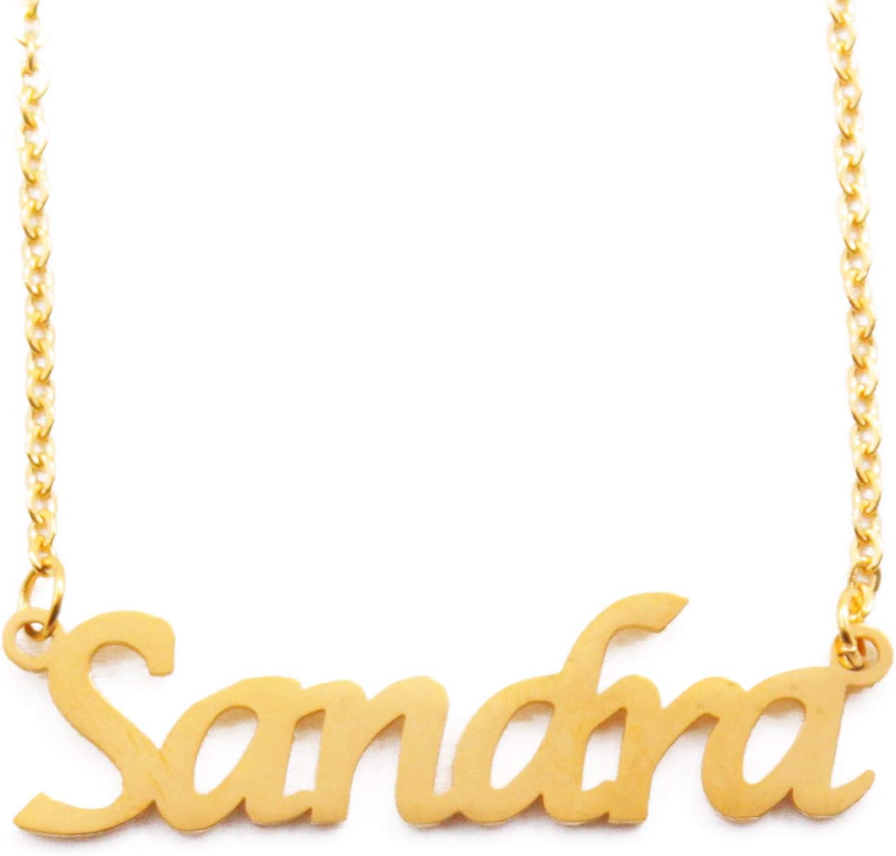 Sandra Personalised Name Necklace - 18ct Gold Plated Necklace - Adjustable Chain 16" - 19" - Incl Gift Packaging