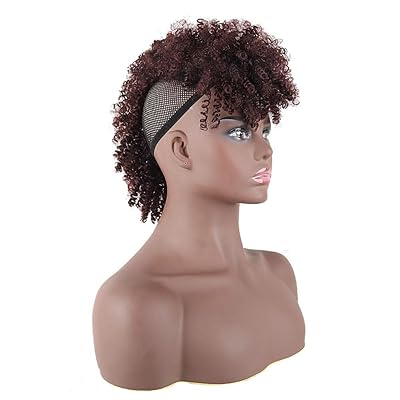 Buy Cinhoo Jerry Curls Mohawk High Puff Hair Bun Black Cherry Ponytail Drawstring With Bangs Synthetic Fauxhawks Afro High Puff Kinkys Curly Pony Tail Clip In On Wrap Updo Hair Extensions For