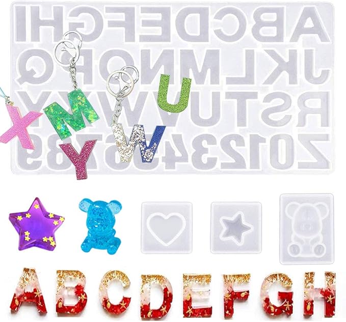 Jatidne Resin Moulds Alphabet Moulds Silicone Moulds for Resin with 3