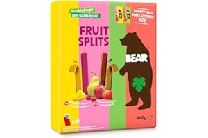 BEAR Fruit Splits Variety Pack - Raspberry & Pineapple, Strawberry & Apple - Real Fruit Snacks - 100% Natural Ingredients - N