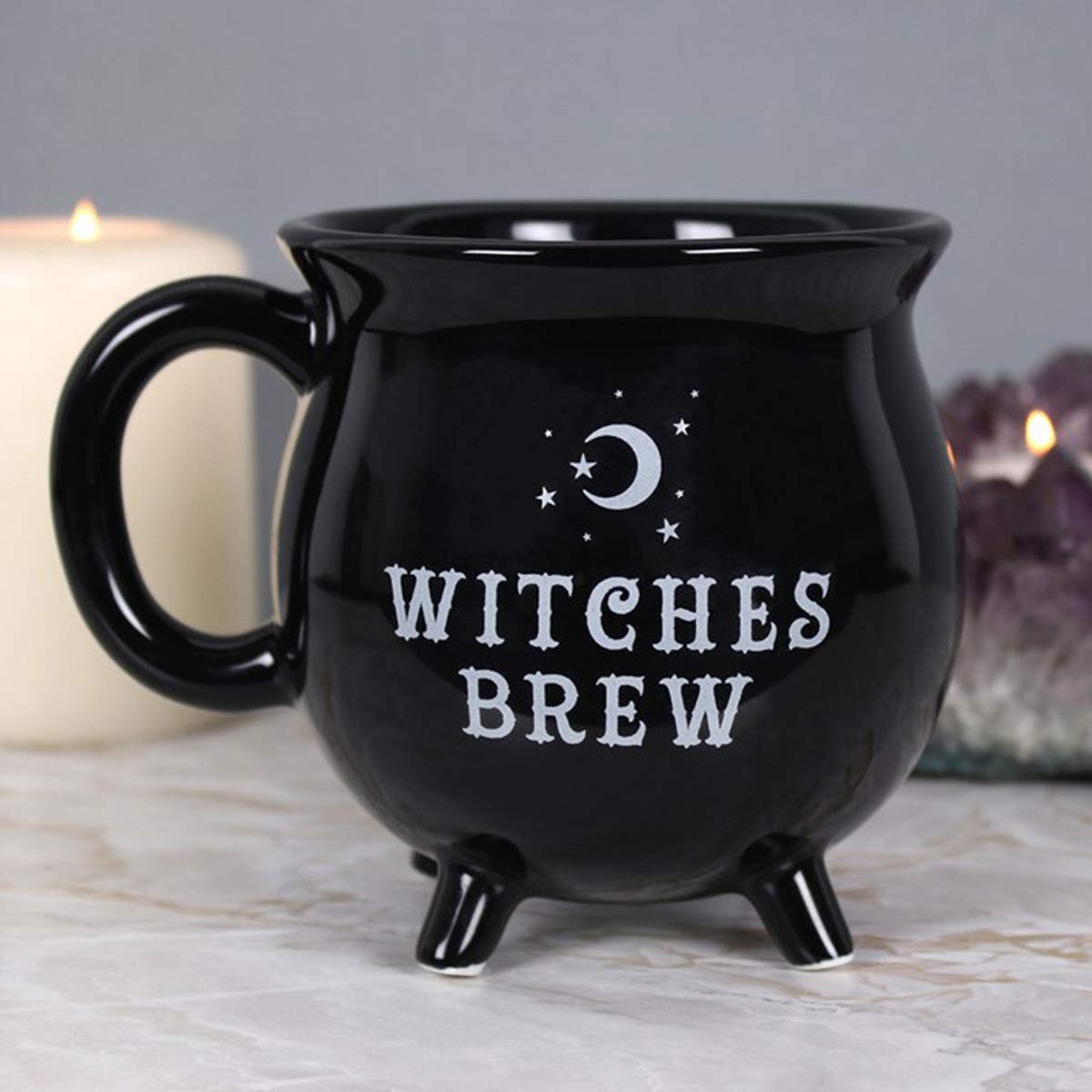 IZEERA Novelty Witches Brew Black Cauldron Mug Stoneware Coffee Tea Soup Cup with Gift Box - Always Remember, Best Friends Gifts for Women Men, Christmas Birthday Presents