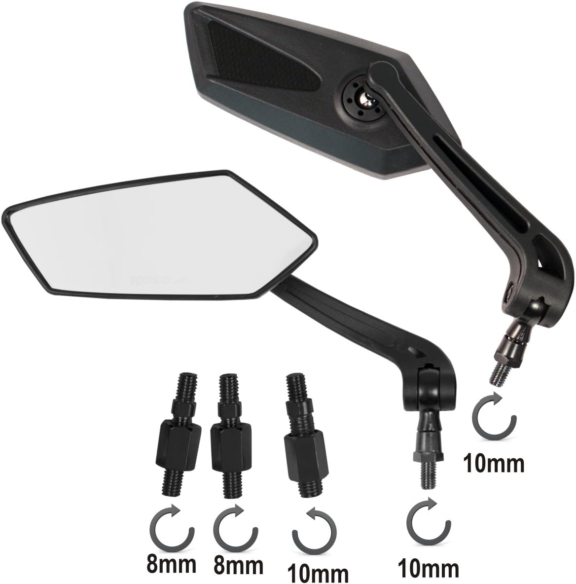 Abbigliamento Moto e Accessori - Coppia Specchietti Retrovisori Scooter Specchi Moto Custom Nero