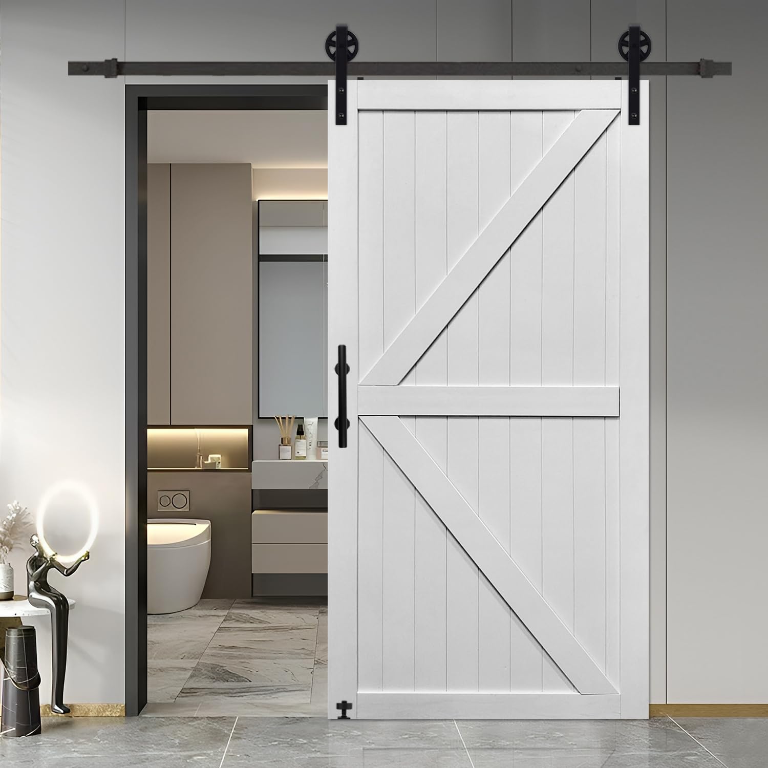 S&Z TOPHAND® 44in x 84in MDF Barn Door with 8FT