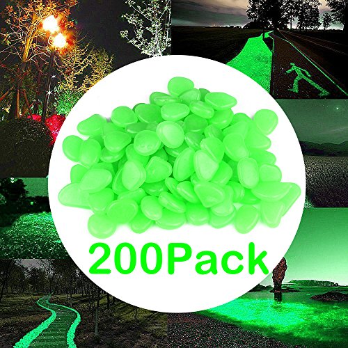 Onson 200pcs glow in the dark garden pebbles,glow stones rocks fo…
