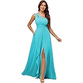 homdor Chiffon One Shoulder Bridesmaid Dresses 2026 with Pleated Bodice Long Ruffles A Line Formal Dress for Women with Slit