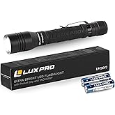 LUXPRO LP290V3 LED Flashlight - Bright 300 Lumens with 3 Light Modes - Aircraft-Grade Aluminum with IPX4 Waterproof Protection & Patented TackGrip - Camping, Outdoor, Home - Batteries Included