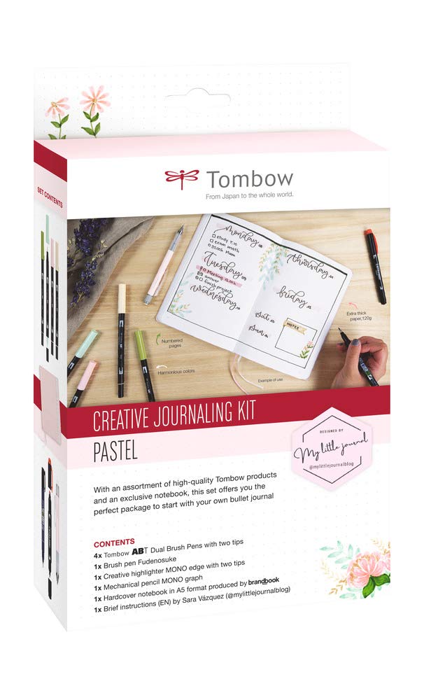 Tombow BUJO-SET1 Creative Journaling Kit Pastel, Notebook + 7 Selected Products
