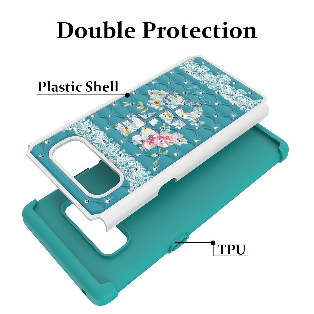 Note 8 Case, Galaxy Note 8 Case, MagicSky [Shock Absorption] Studded Rhinestone Bling Hybrid Dual Layer Armor Defender Protective Case Cover for Samsung Galaxy Note 8 (Be Nice)