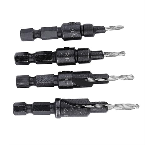 Generic 4 pcs HSS Countersink Drill Bits + 1 pcs 1/4 Quick Change Hole Hex Shank Screw Hot Search