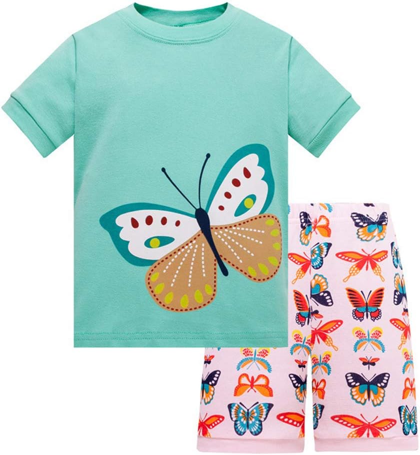 Toddler Girls Pyjamas Set, 100% Cotton Pajamas Pjs Nightwear Cute Print Flamingo Kids Christmas Sleepwear Tops & Pants Children Outfit Age 2-8 Years