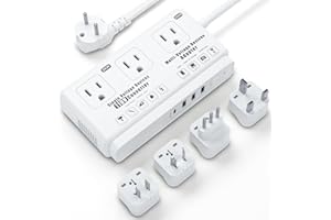 220v to 110v Voltage Converter Adapter: International US to Europe Travel Power Strip Plug Transformer - 2000W Electric Hair 