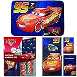Disney Marvel New Shower Curtain & Hooks & Bath Towel & Memory Foam Mat Set (Cars, 17pcs Set)