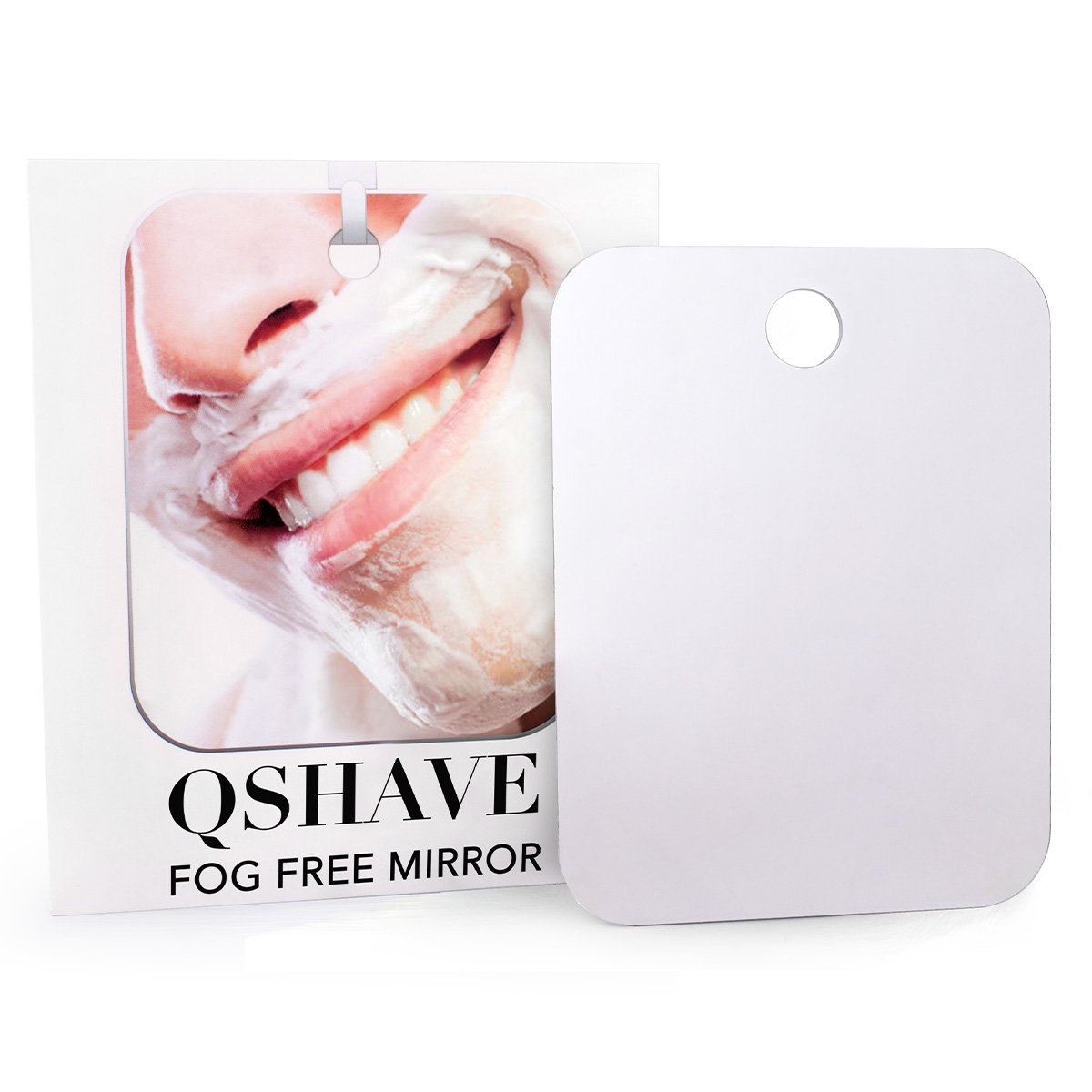 QSHAVE Fog Free Shower Mirror Large Size with Suction Hood and Adhesive Hook Fogless Shaving
