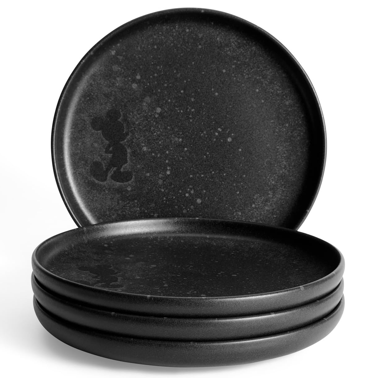 Fyrklövern Micky Maus Midnight Kuchenteller Disney, 4er-Set, 22 cm, Steinzeug, Spülmaschinenfest, Seidenmatte Glasur, Schwarz