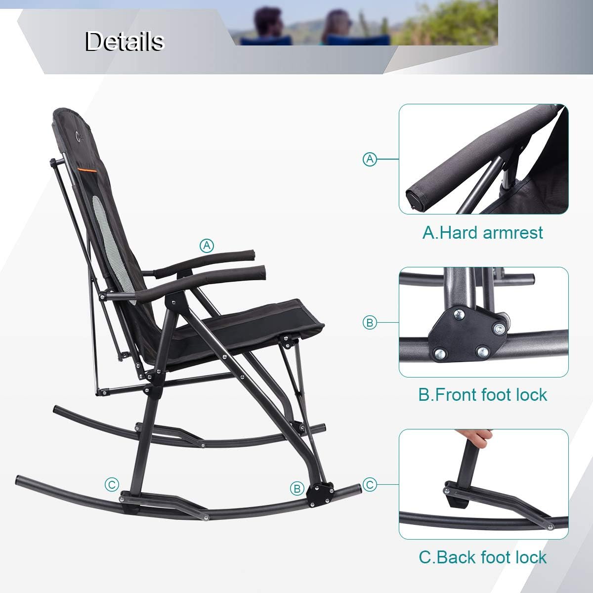 rocker folding chair with carrying case