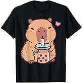 Cute Capybara Kawaii Anime Drinking Bubble Tea Lover Girls T-Shirt