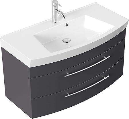 Meuble De Salle De Bain Fabrication Allemande
 - Emotion Meubles De Salle De Bain Bella 100cm Avec Facade Arrondie En Anthracite Satine Amazon Fr Cuisine Maison