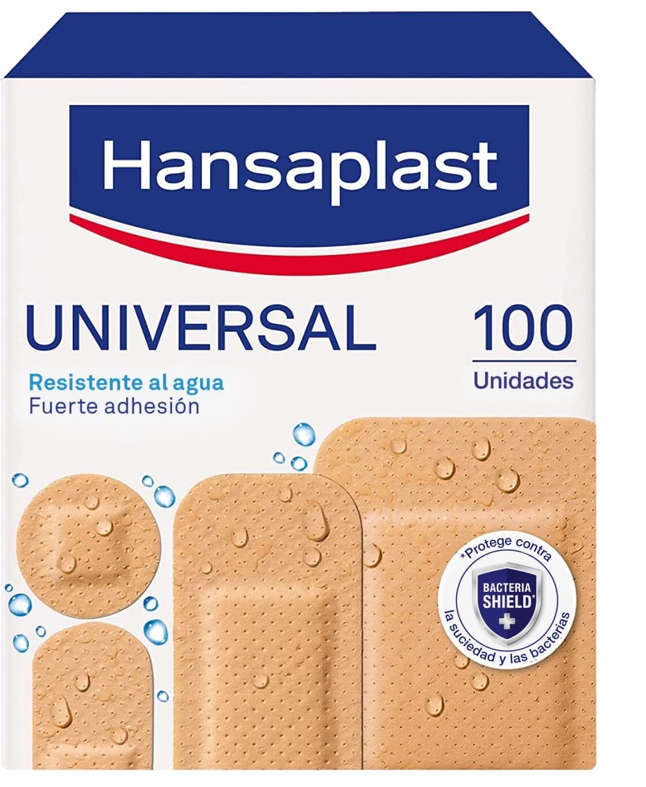 Hansaplast Universal 100 Pre-Cut Sterile Plasters, Water and Dust Resistant Dressings for The Whole Family