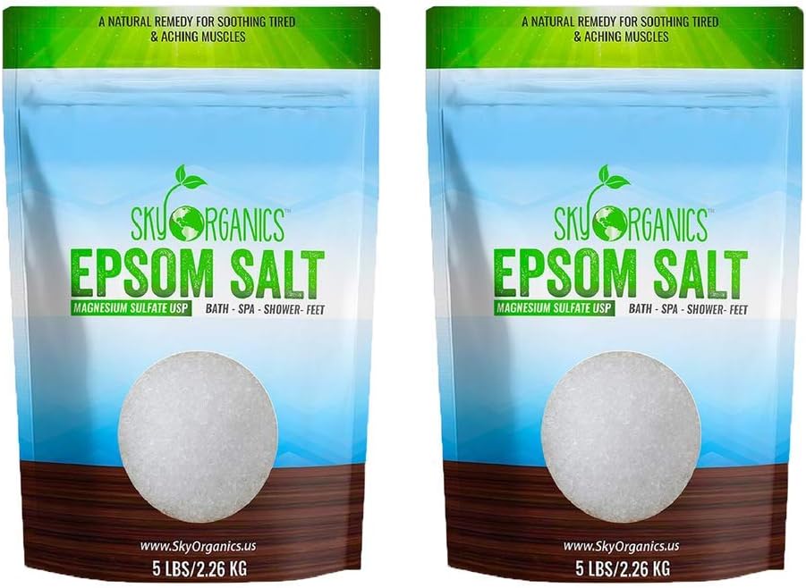 Epsom Salt By Sky Organics (5 LBS x 2 Pack) 100 Pure Magnesium Sulfate