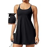 Ewedoos Athletic Tennis Dress for Women with Shorts Underneath Easy Peezy U Neck Adjustable Straps Active Workout Dress