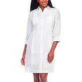GUAYABERAS CUBANAS. Linen Guayabera Dress, Short Sleeve. Runs one or Two Sizes Small.