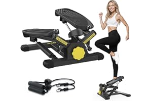 ZIWWVY Stepper Machine with Resistance Bands, Mini Stepper with 300LBS Weight Capacity, Twist Stepper for Full Body Workout, Adjustable Step Height, Smooth and Quiet, Step Machine for Men Women