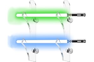 HHUXIUE Lightsaber Wall Mount Lightsaber Stand Wall Display Lightsaber Holder Wall Mount Acrylic Light Saber Wall Display Rack Suitable for Swords, Light Saber (2 Layers Transparent)