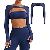 YEOREO Seamless Long Sleeve Shrug for Women Gym Crop Top Workout Cropped Sports Bolero