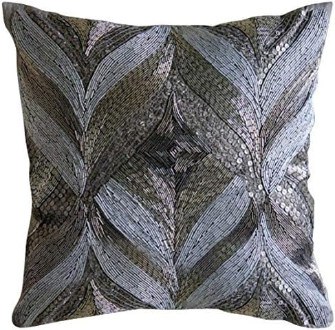 Amazon Com Designer Grey Pillow Cases Metallic Beaded Moroccan