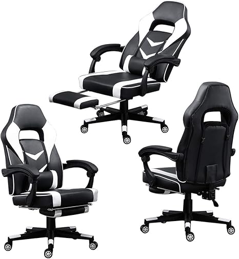 Amazon Co Jp Bo Rion ボーリオン ゲーミングチェア 白 オットマン付き パソコンチェア リクライニング Puレザー アームレスト オフィスチェア キャスター付き Pcチェア ゲーミング おしゃれ ゲーム用 勉強 ハイバック椅子 肘掛け付き 腰痛対策 オフィス 在宅勤務