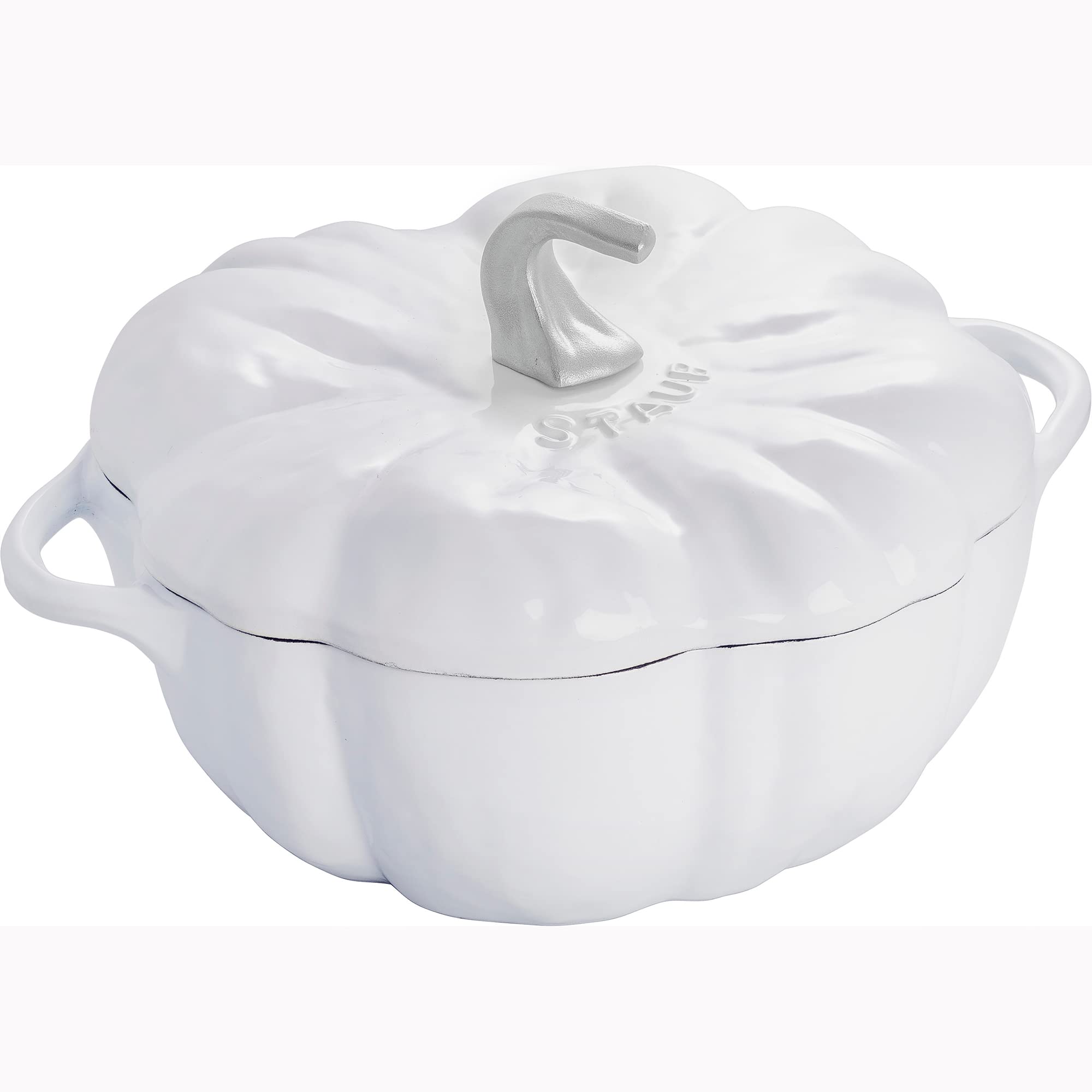 Photo 1 of ** SOLD AS IS NO RETURN/REFUNDS**
STAUB Cast Iron Dutch Oven 3.5-qt Pumpkin Cocotte with Stainless Steel Knob, Made in France, Serves 3-4, White