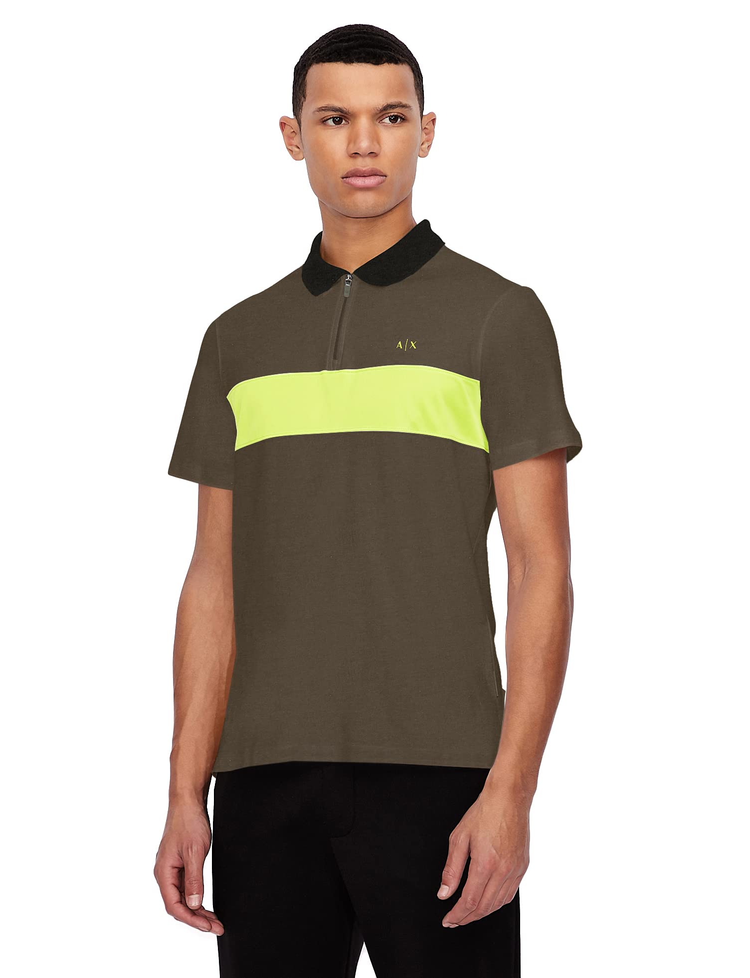 AX Armani Exchange Men's Colorblock Zip Up Polo Shirt