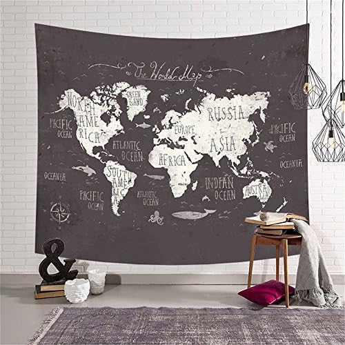 YCRD Tapestry (Bed Cover) Tapisserie Wall Hangings Beach Towel Blanket Carpet Digital Printing Home Interior Decoration World Map,200×150Cm